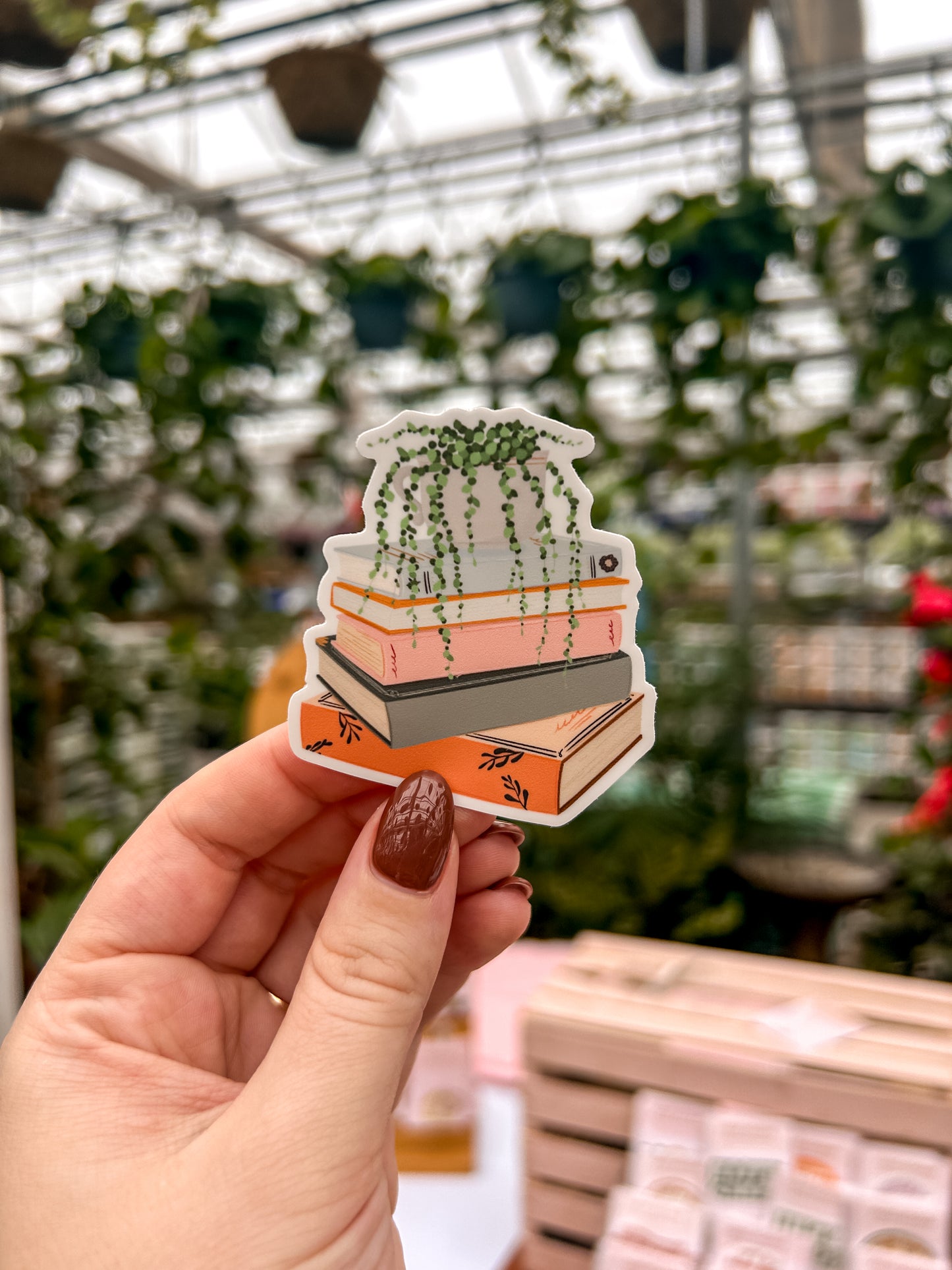 Plants + Book Stack Vinyl Sticker