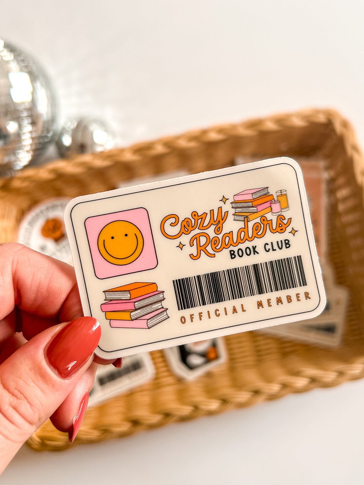 Cozy Reader Library Card Vinyl Sticker
