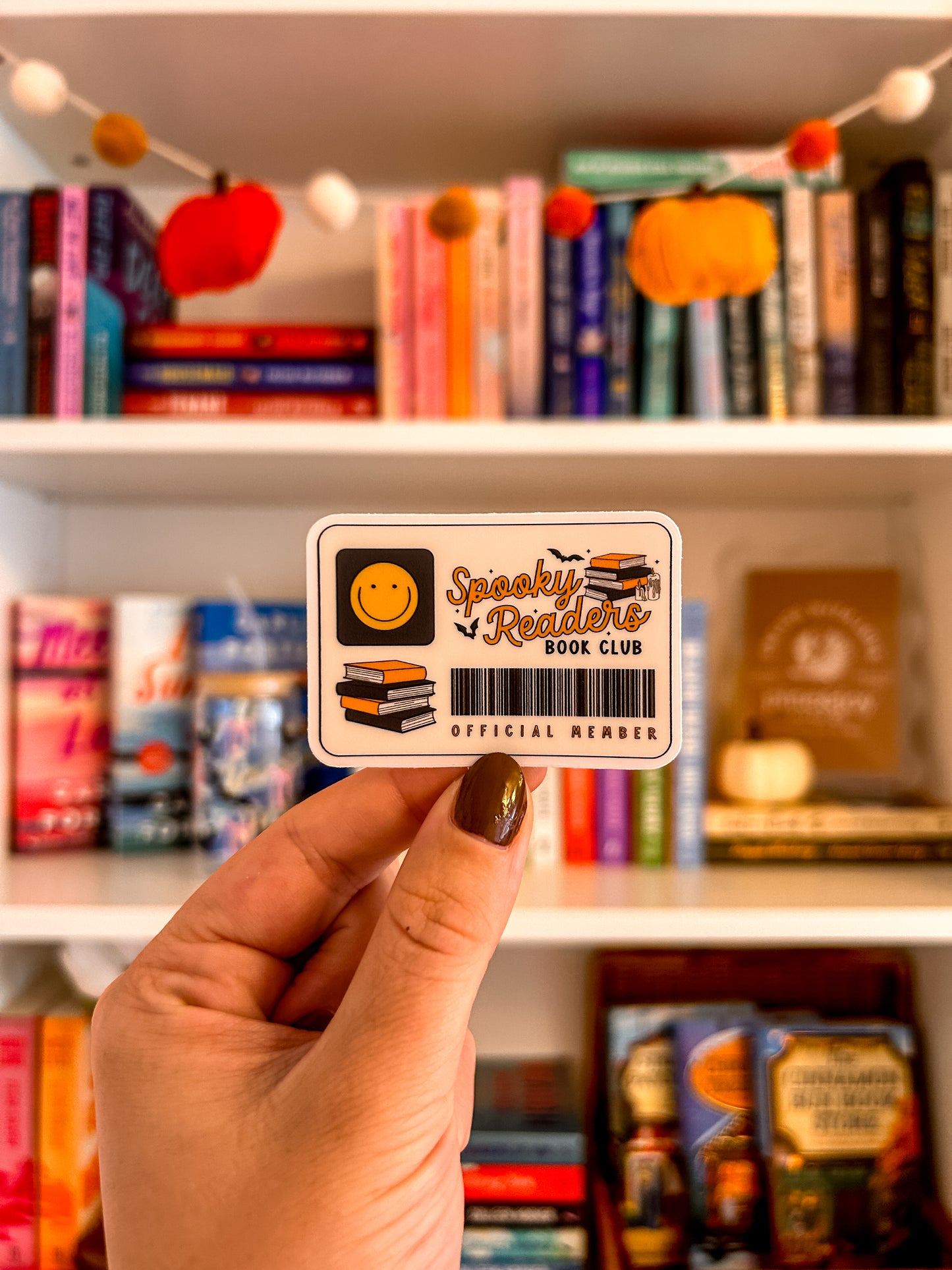 Spooky Reader Library Card Vinyl Sticker