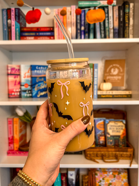 Bats + Bows Glass Cup