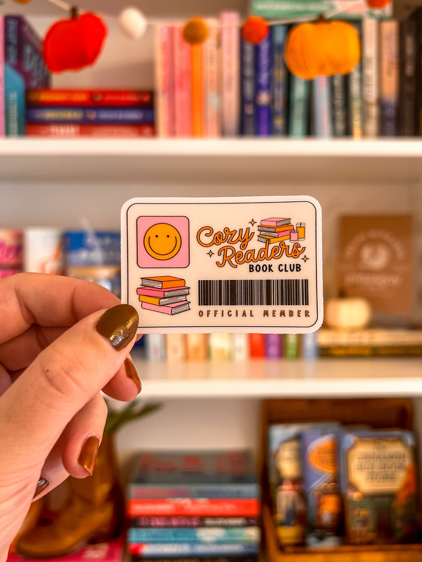Cozy Reader Library Card Vinyl Sticker